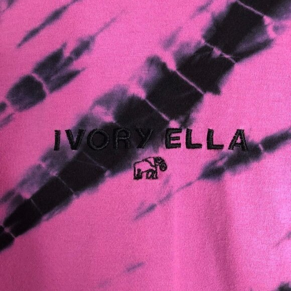 Ivory Ella Top Tie Dye XS Purple Black Graphic Lightweight Long Sleeve Hooded - Picture 3 of 10